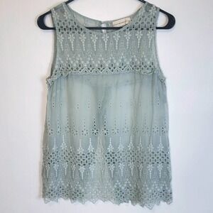 LoveAndLiberty Lace Green Silk Blouse size S